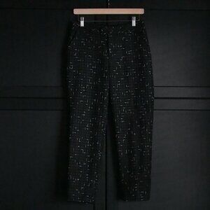 Oak + Fort | Wool Blend, Windowpane, Cropped, Tweed Pants in Black & White